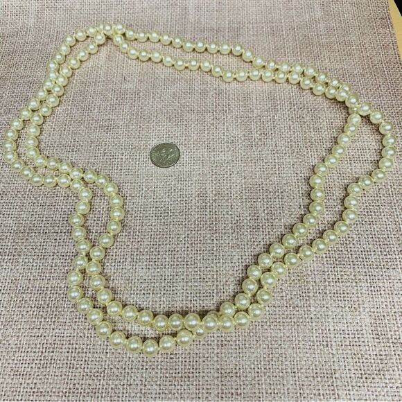Long Knotted Glass Pearl Necklace - Picture 1 of 2
